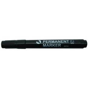 Marker permanent sort, Skr spids - 12 stk