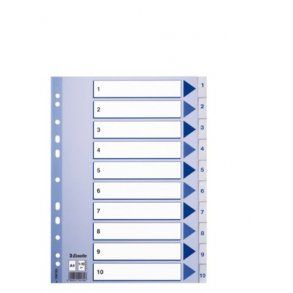 Register A4 1-10 plast, Hvid - 10 stk