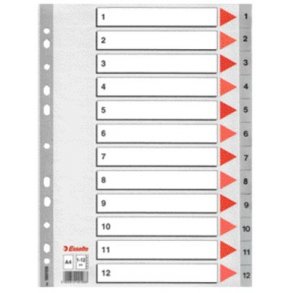 Register A4 1-12 gr plast - 10 stk
