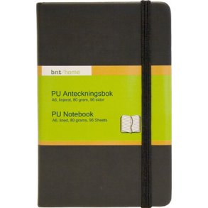 Notesbog A6 lin. sort m/elastik - 1 stk