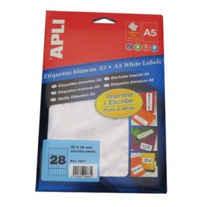 Etiket 20x50mm hvid - 1 pakke