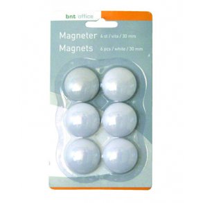 Magneter 30 mm hvid - 6 stk