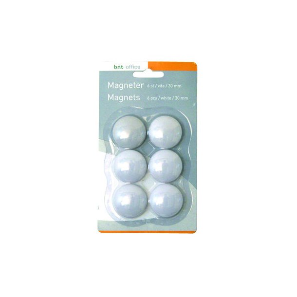 Magneter 30 mm hvid - 6 stk