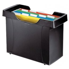 Arkivboks Leitz Plus sort, incl. 8 hngemapper - 1 stk