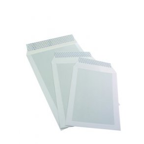 Kuvert m/papbagside B4 hvid, 25x35cm - 250 stk