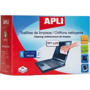 Renseservietter vd/tr 20 st, til fladskrme/br