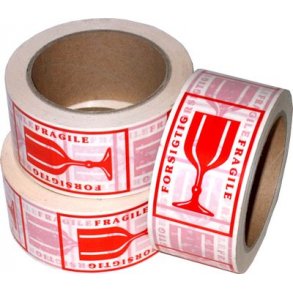 Pakketape 66/50 FORSIGTIG GLAS - 1 rll