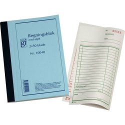 Regningblok m/kopi GF. 10040 108x200mm