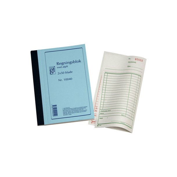 Regningblok m/kopi GF. 10040 108x200mm