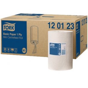Aftrringspapir Tork Mini M1, Hvid, 1-lags, 120 m - 11 ruller