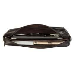Leather briefcase for PC &amp; MacBooks up to 16'' - Hunter dark