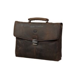 Leather briefcase for PC &amp; MacBooks up to 14'' Hunter brown