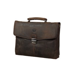 Leather briefcase for PC & MacBooks up to 14'' Hunter brown