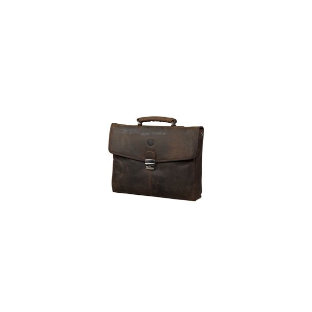 Leather briefcase for PC &amp; MacBooks up to 14'' Hunter brown