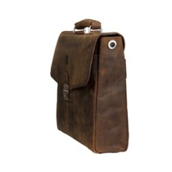 Leather briefcase for PC &amp; MacBooks up to 14'' Hunter brown