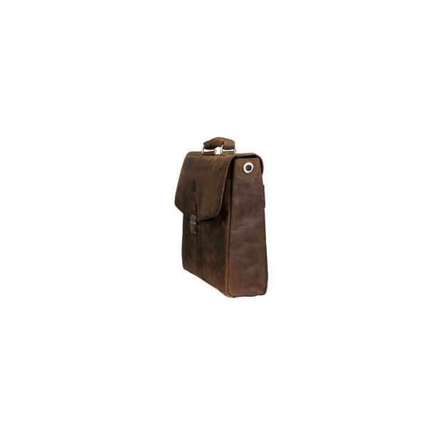 Leather briefcase for PC &amp; MacBooks up to 14'' Hunter brown