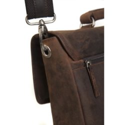 Leather briefcase for PC &amp; MacBooks up to 14'' Hunter brown