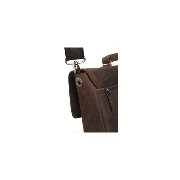 Leather briefcase for PC &amp; MacBooks up to 14'' Hunter brown