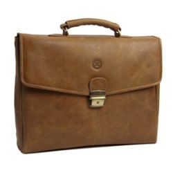 Leather briefcase for PC &amp; MacBooks up to 14'' - Golden tan