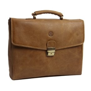 Leather briefcase for PC & MacBooks up to 14'' - Golden tan