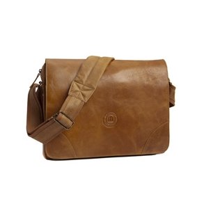 Leather messenger bag for PC & MacBooks up to 16'' Golden ta