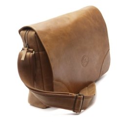Leather messenger bag for PC &amp; MacBooks up to 16'' Golden ta