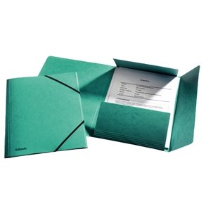 Esselte 3-flap folder w/elastic A4 Green - FSC 25 stk