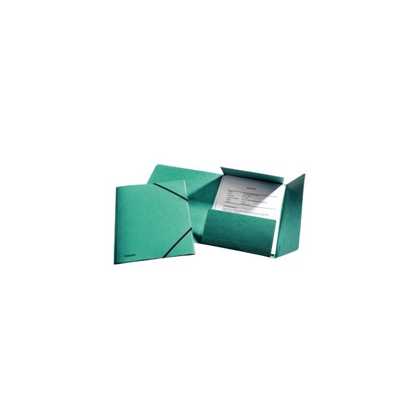 Esselte 3-flap folder w/elastic A4 Green - FSC 25 stk