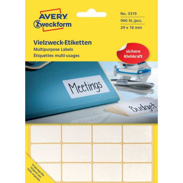 Avery - Etiketter til hndskrivning 39 x 18 - 1 pkk