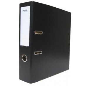 Brevordner A4 sort, 75mm m/metalskinne - 10 stk
