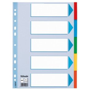 Faneblade A4 5-delt, karton - 10 st