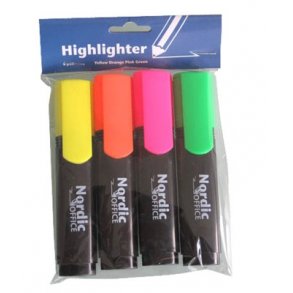 Tekstmarker ass. farver NOA, etui a 4 stk.