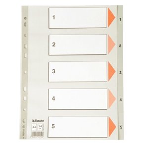Esselte indices PP A4 1-5 Grey 20 stk