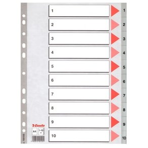 Esselte indices PP A4 1-10 Grey 10 stk