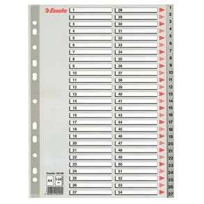 Esselte indices PP A4 1-54 Grey 10 stk