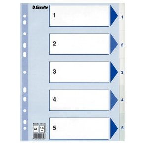 Esselte indices PP A4 1-5 White 20 stk