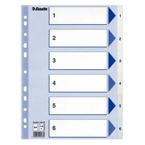 Faneblade - Esselte PP A4 1-6 hvid - 20 st