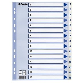 Esselte indices PP A4 1-15 White 10 stk