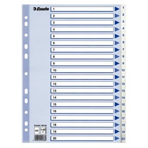 Esselte indices PP A4 1-20 White 10 stk