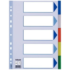 Esselte divider PP A4 5 tabs Multicolour 20 stk