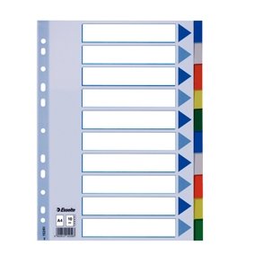 Esselte divider PP A4 10 tabs Multicolour 10 stk