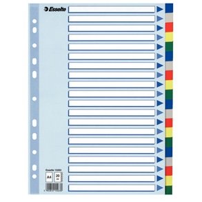 Faneblade - Esselte PP A4 20 tabs Multicolour - 10 stk