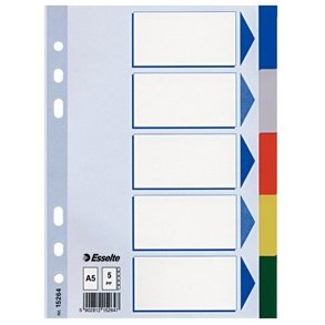 Esselte divider PP A5 5 tabs Multicolour 20 stk