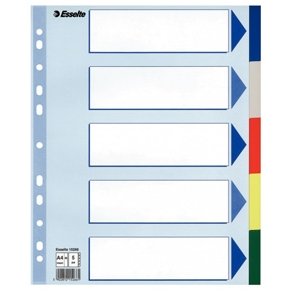 Esselte divider PP A4 Maxi 5 tabs Multicolour 20 stk
