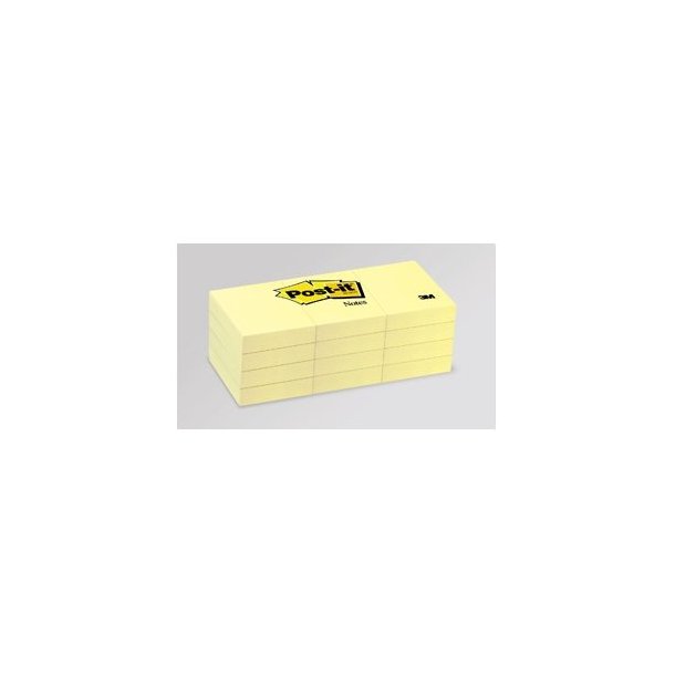 Post-it 653/3 pads, 51 x 38mm, yellow 12 blokke
